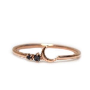 14kt Rose Gold Black Diamond Fly Me To The Moon Ring